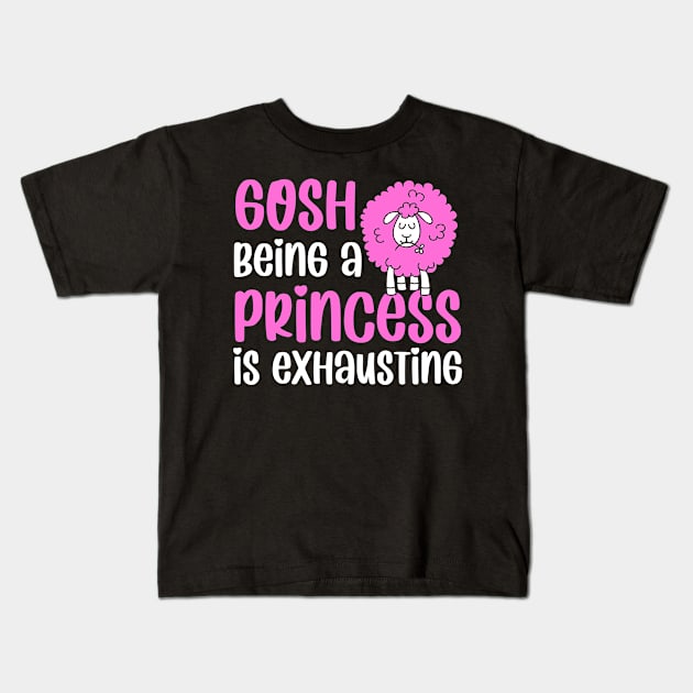 Cute Sheep Animals Being Princess Exhausting Kids T-Shirt by Print-Dinner